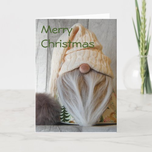 Personalised Christmas Card _ Gnome Wearing Woolly