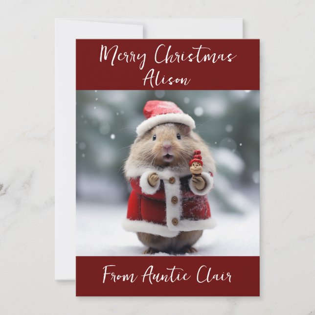 Personalised Christmas Card Santa Hamster (Front)