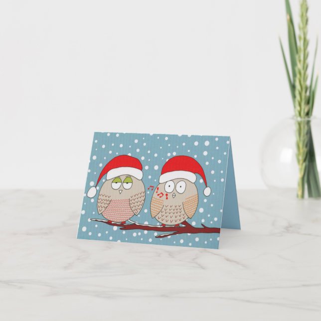 Personalised Christmas Card - Whistling Owl (Front)