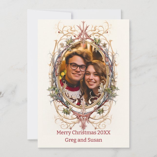 Personalised Christmas Decorative Oval  Holiday Card (Front)