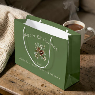 Personalised Christmas Gift Bag Sage Green Custom