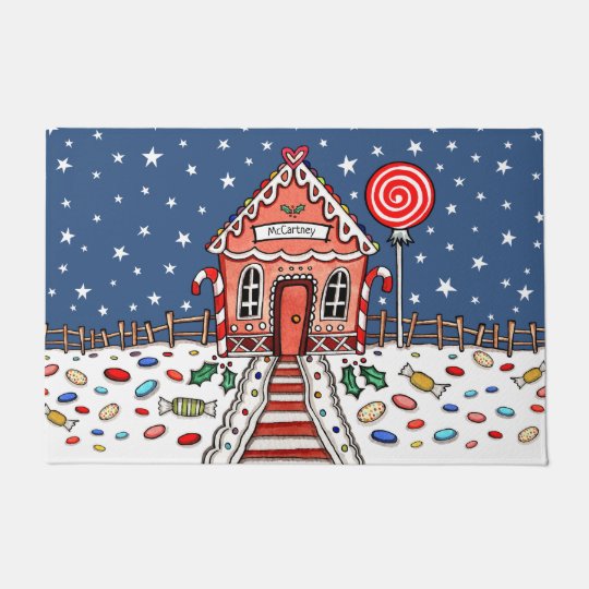 Personalised Christmas Gingerbread House Doormat