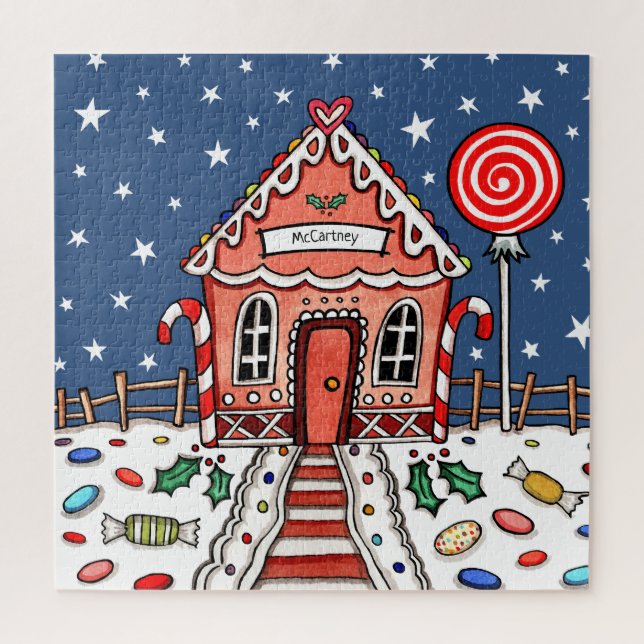 Personalised Christmas Gingerbread House Jigsaw Puzzle (Vertical)
