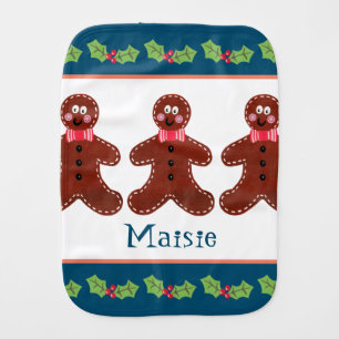 Personalised Christmas Gingerbread Man baby Burp Cloth