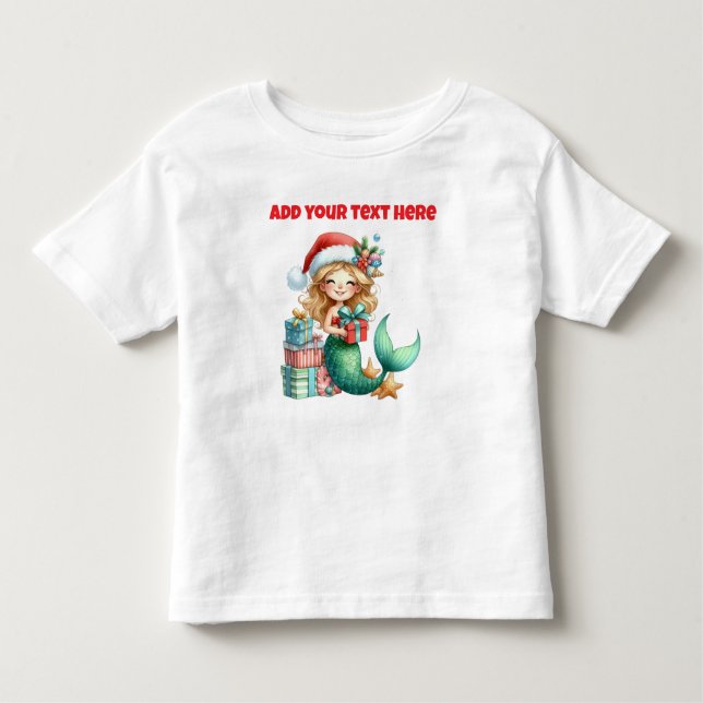 Personalised Christmas Mermaid Toddlers Shirt (Front)
