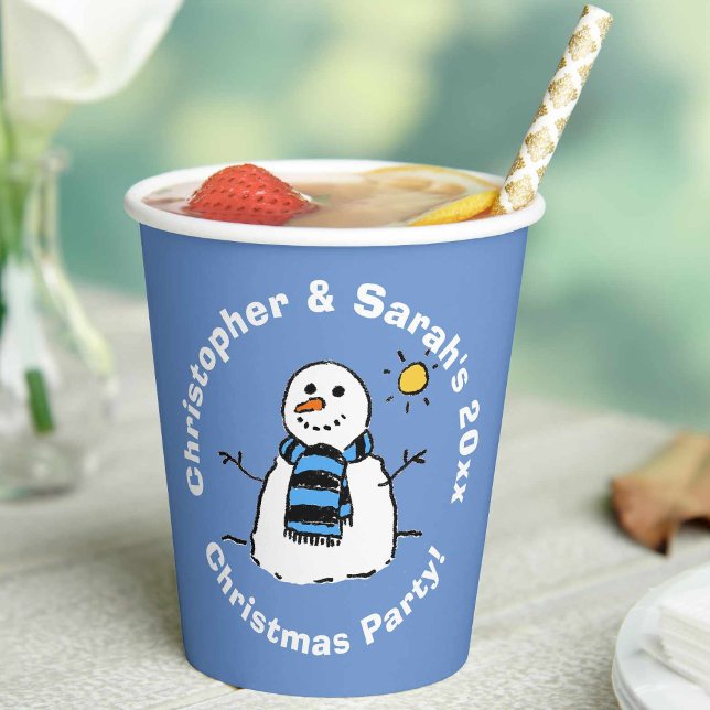 Personalised Christmas Party Snowman Paper Cups (Creator Uploaded)