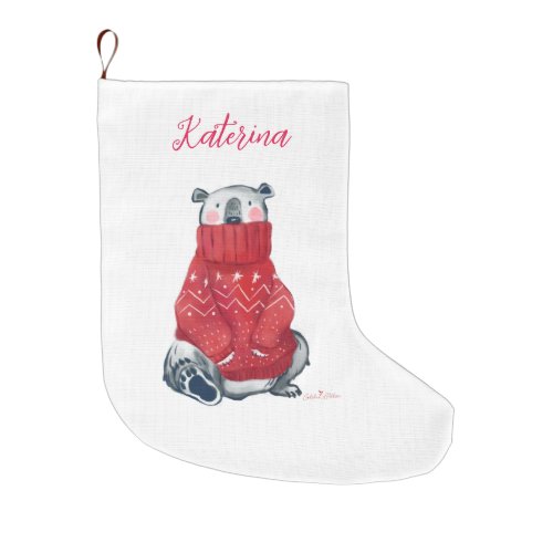 Personalised Christmas Stocking with Polar Bear