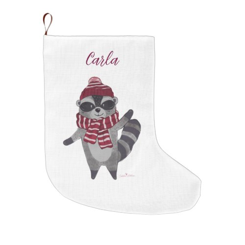 Personalised Christmas Stocking with Racoon