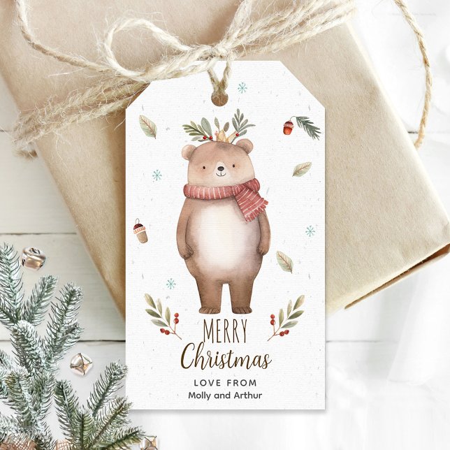 Personalised Christmas Tag with Cute Bear (Christmas tag with cute bear)