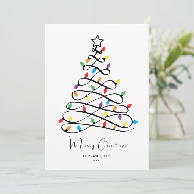 Personalised Christmas Tree Doodle Holiday Card (Standing Front)
