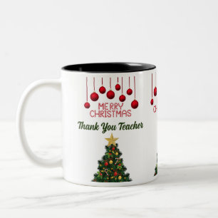 Personalised Christmas Tree Thank You  Two-Tone Coffee Mug