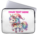 Personalised Christmas Unicorn Laptop Bag 13&quot; 