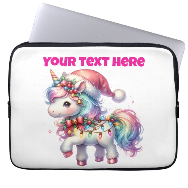 Personalised Christmas Unicorn Laptop Bag 13"  (Front)
