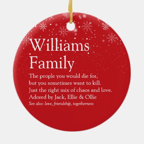 Personalised Christmas Your Family definition Ceramic Ornament