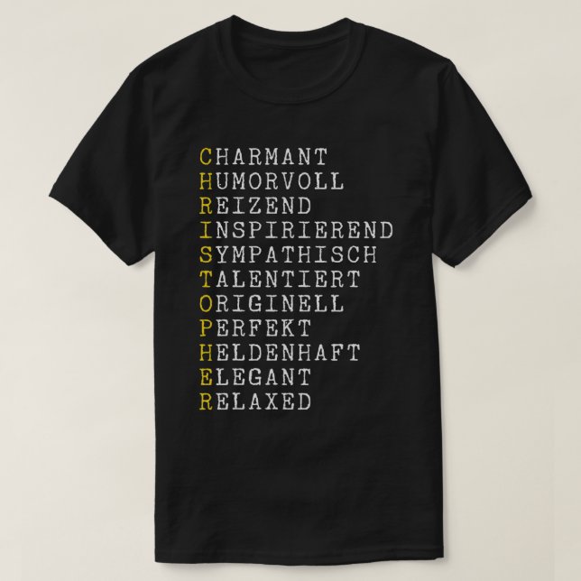 Personalised Christopher Adjective T-Shirt (Design Front)