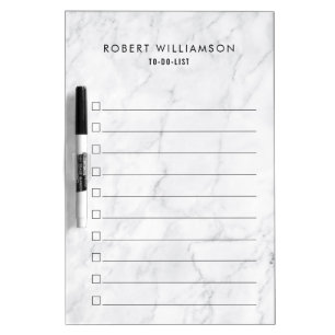 Personalised Classic White Marble To-Do List Dry Erase Board