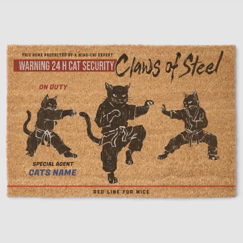 Personalised Claws of Steel Cat Security  Fiber Doormat