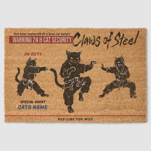 Personalised Claws of Steel Cat Security  Fiber Doormat
