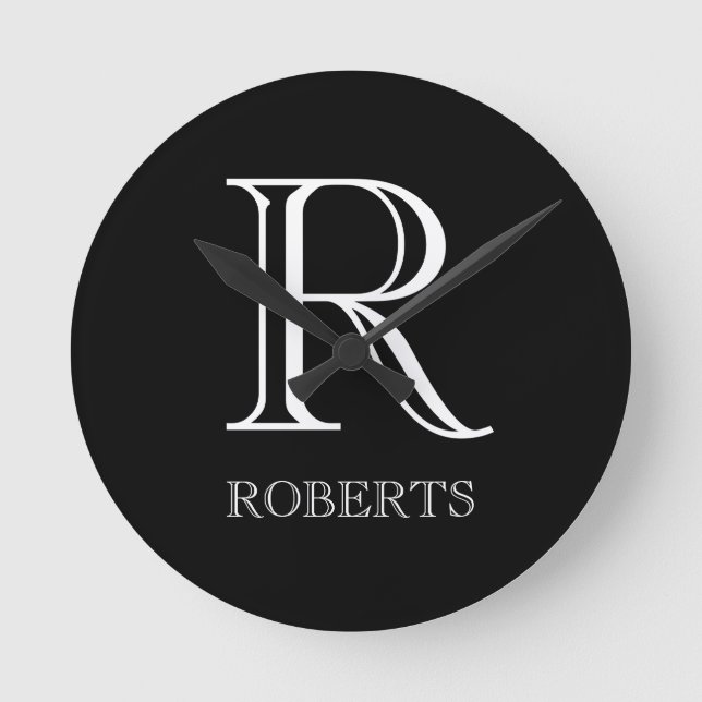 Personalised Clock with Initial and Family Name (Front)