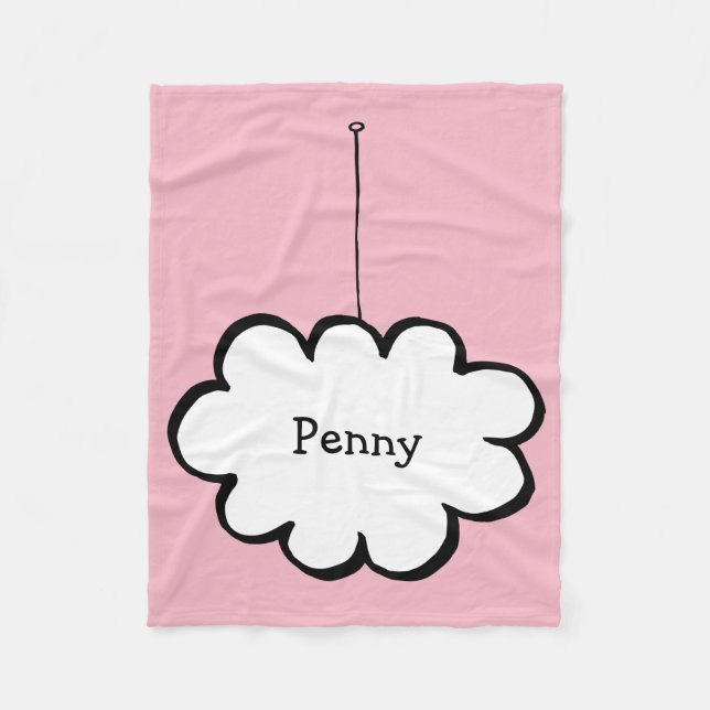 Personalised Cloud on a String Fleece Blanket (Front)