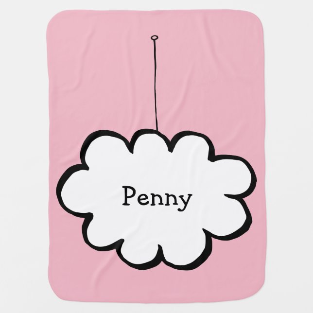 Personalised Cloud on a String Stroller Blanket (Front)