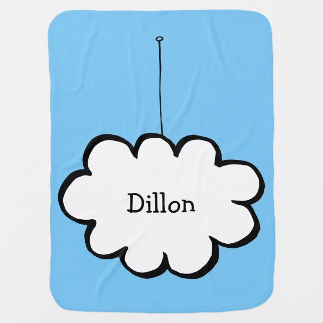 Personalised Cloud on a String Swaddle Blanket (Front)