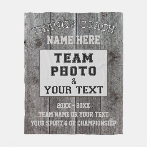 Personalised Coach Gifts for Men PHOTO and TEXT Fleece Blanket