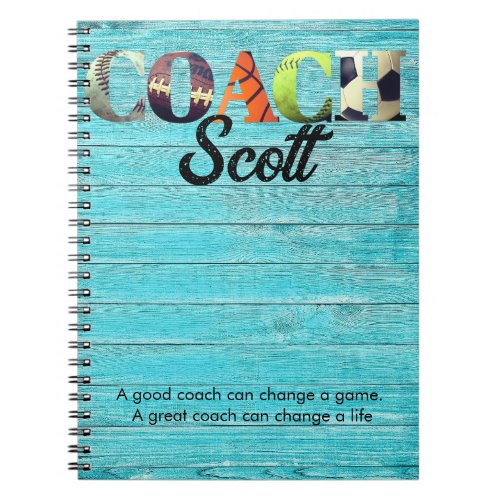 Personalised Coach name players  Notebook