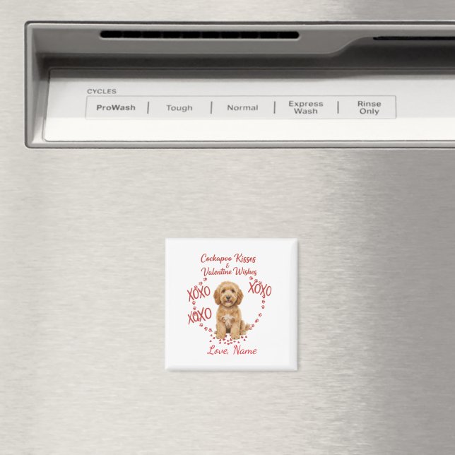 Personalised Cockapoo Kisses Valentine Wishes Magnet (In Situ (Dishwasher))