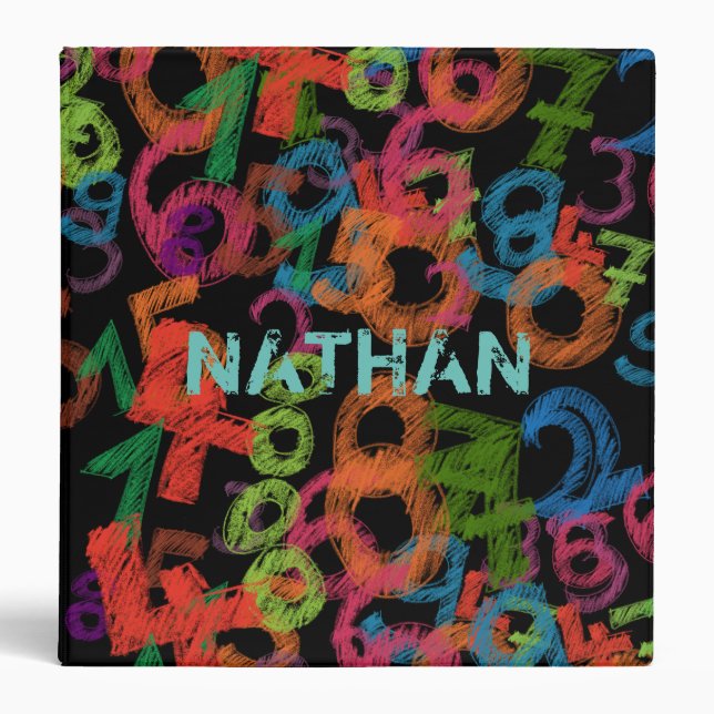 Personalised Colorful Numbers Graffiti 3 Ring Binder (Front)
