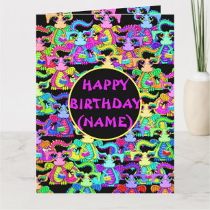 Personalised Colourful Dragon Birthday Card