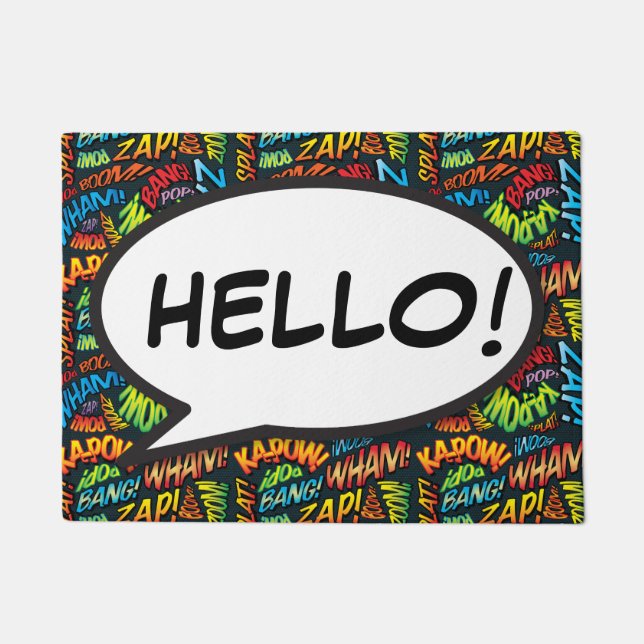 Personalised Comic Book Pop Art HELLO Doormat (Front)
