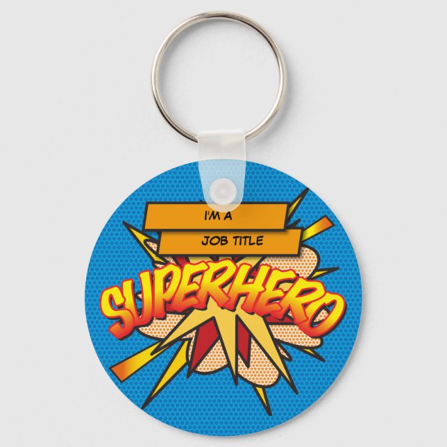 Personalised Comic Book Pop Art I'M A... SUPERHERO Keychain (Front)