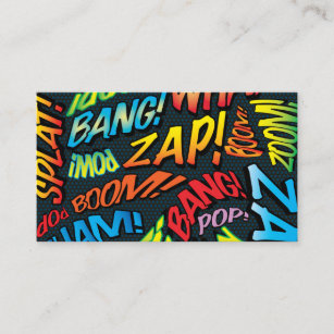 Comic Book Business Cards Zazzle Personalised Comic Book Pop Art Sounds Business Card