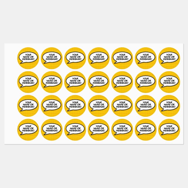 Personalised Comic Book Pop Art Speech Bubble Labels (Sheet)