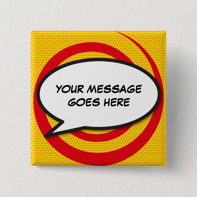 Personalised Comic Book Pop Art Speech Bubble Pinback Button (Front)