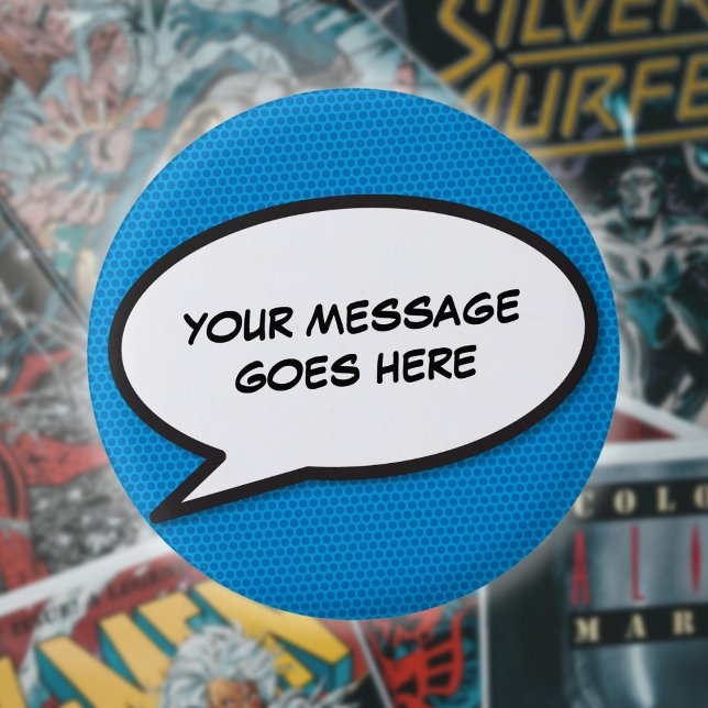 Personalised Comic Book Pop Art Speech Bubble Pinback Button (Creator Uploaded)