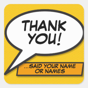 Personalised Comic Book Pop Art Speech Bubble Square Sticker