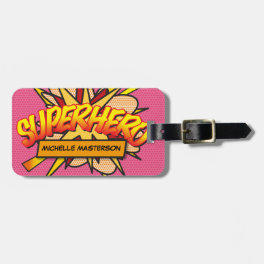 Personalised Comic Book Pop Art SUPERHERO Luggage Tag