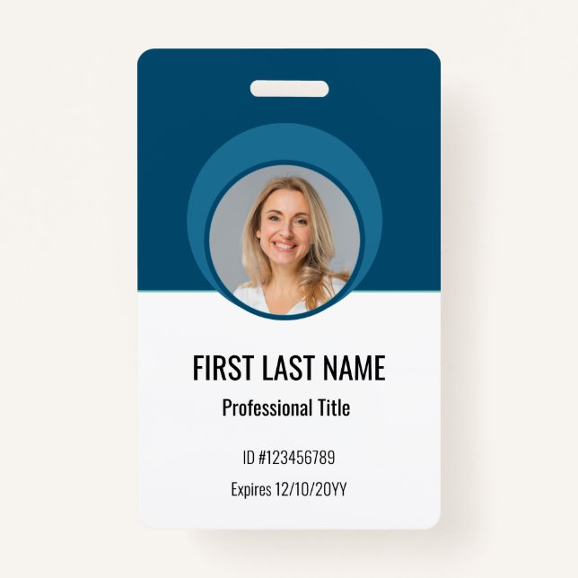 Personalised Corporate Employee ID Badge Blue (Front)