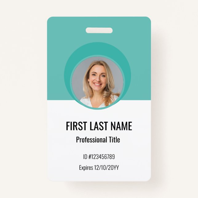 Personalised Corporate Employee ID Badge Teal (Front)