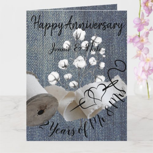 Personalised Cotton 2nd Year Wedding Anniversary Card