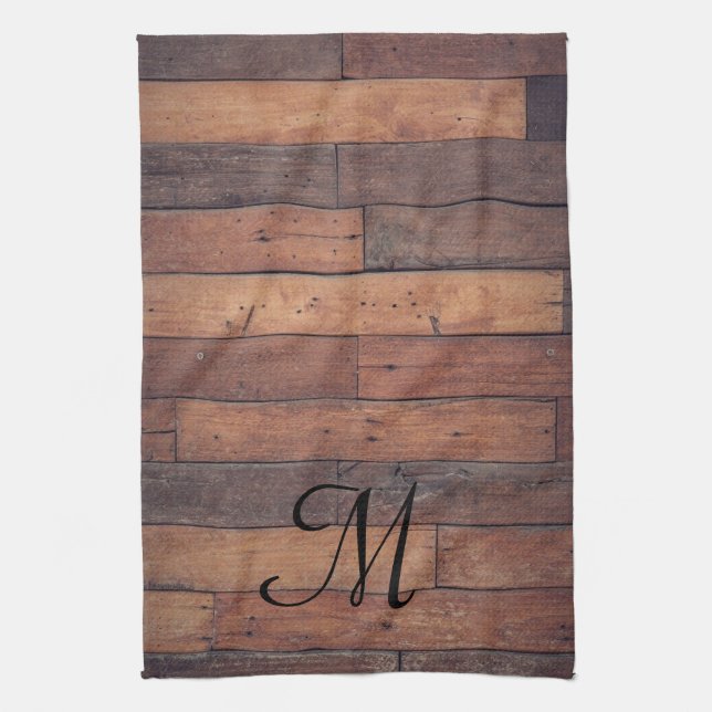 Personalised Country Farmhouse Monogram Script Kitchen Towel (Vertical)