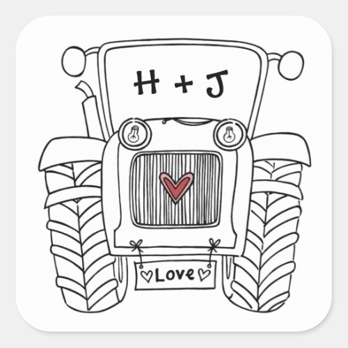 Personalised Country Wedding Tractor Sticker