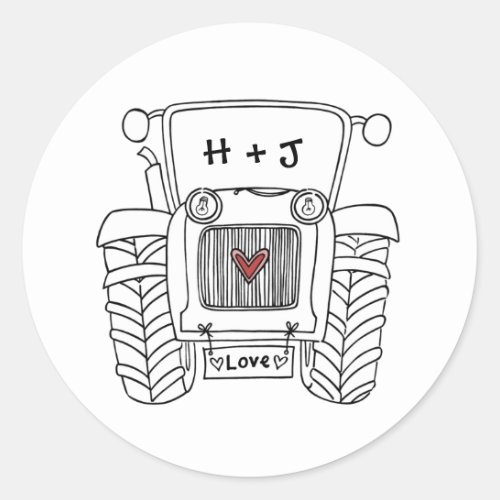 Personalised Country Wedding Tractor Sticker Label