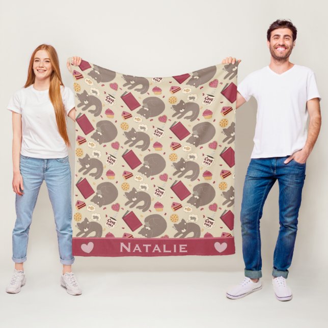 Personalised Cozy Cat Lovers Collage Fleece Blanket (In Situ)