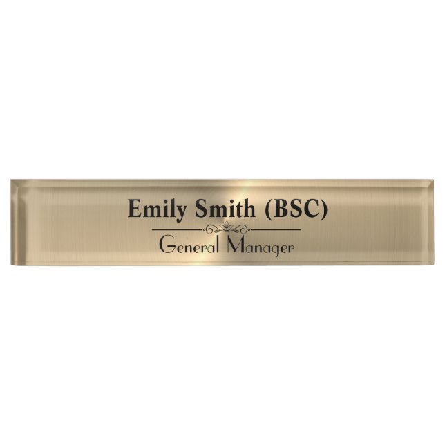 Personalised Custom Design Gold Acrylic Name Plate (Front)