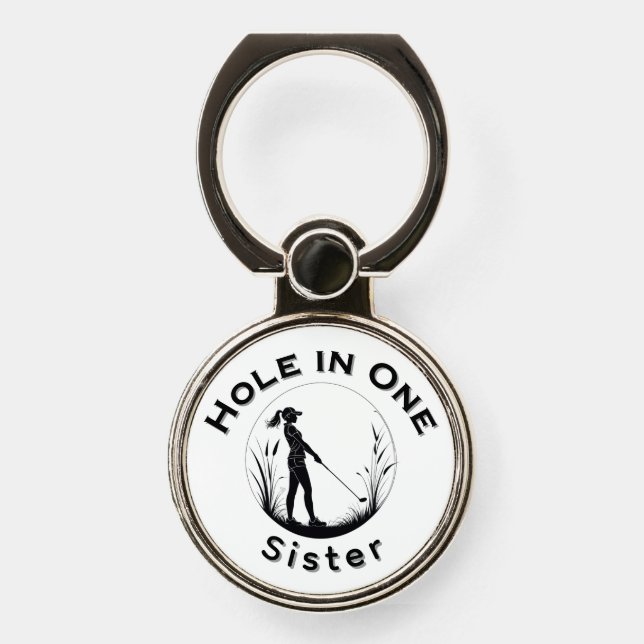 Personalised Custom Golf Hole in 1 Phone Ring Stand (Front)