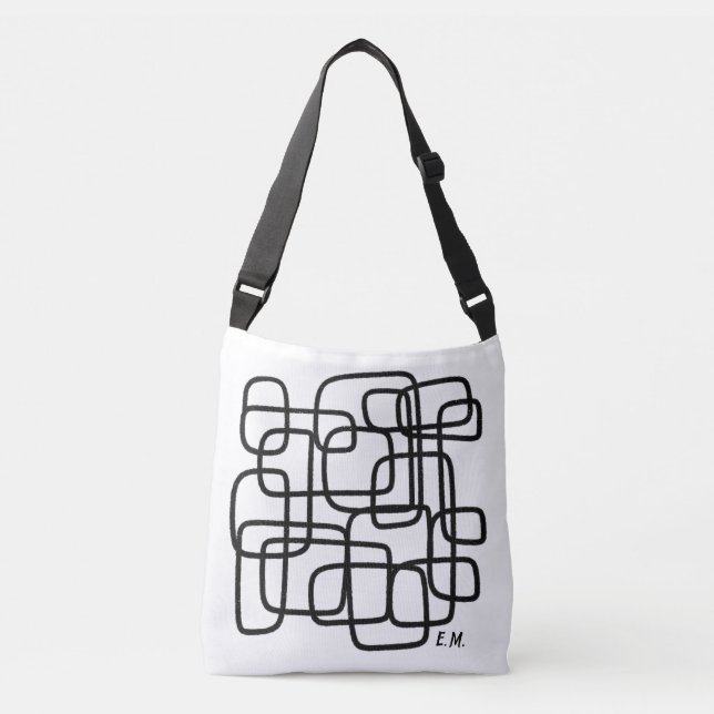 Personalised Custom Name Abstract Line Art Crossbody Bag (Front)