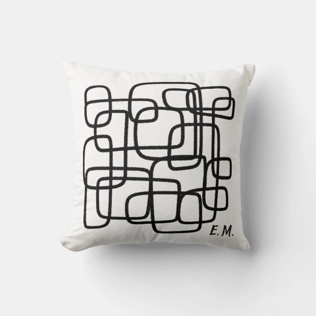 Personalised Custom Name Abstract Line Art Throw Pillow (Front)